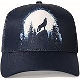 InnoBeta Wolf Gifts, Cap for Women Men for Christmas, Birthday, Adjustable Trucker Hat Blue
