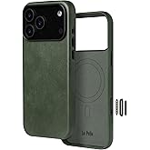 Le Pelle - Handcrafted Premium Italian Leather Case for iPhone 17 Pro Max - [Built-in Camera Control] - Compatible with Magsafe - Two-Tone Effect with Unique Patina Over Time - Emerald Green