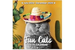 INDEME 2024-2025 Wall Calendar - July 2024 - December 2025, Funny Cat Calendar 2024-2025, 18 Wall Calendar Gag Gift, Funny Cat Memes Pics, 12'' x 24'' (Open), Funny Cat Calendar, Unruled Block, Hanging Hole, Holidays