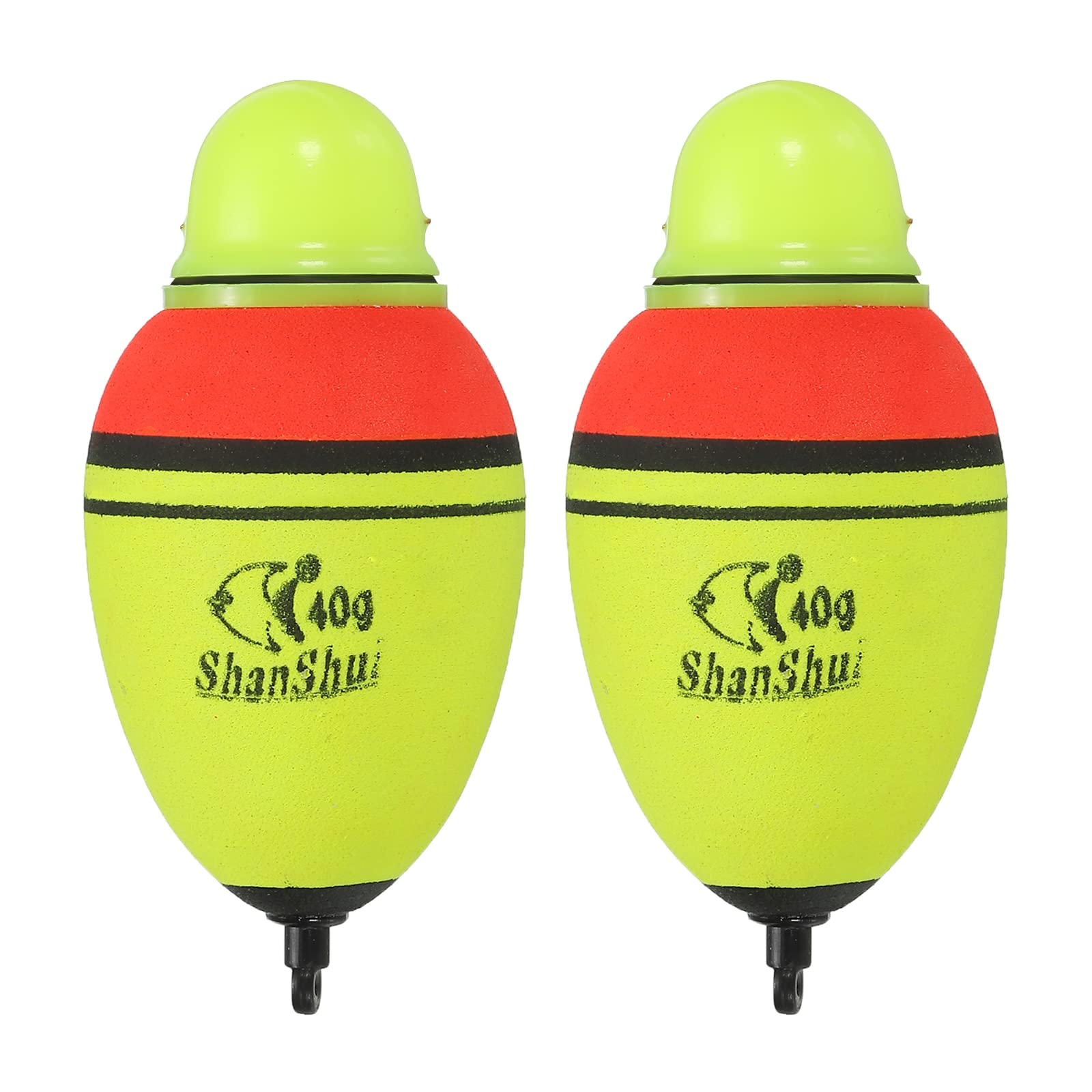 PATIKIL 1.4oz Lighted Fishing Slip Bobbers, 2 Pack EVA Green Red LED Light Up Fishing Float for Night Fishing, Yellow
