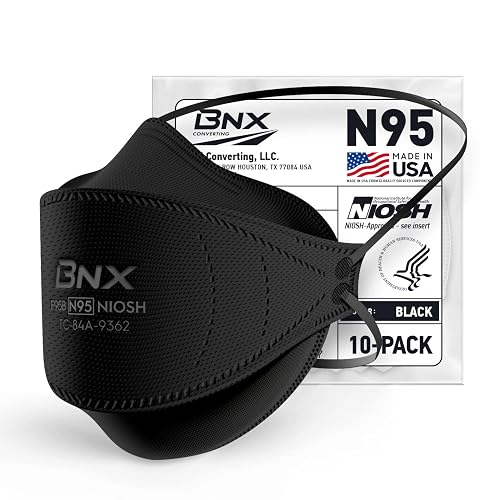 BNX N95 Mask Black NIOSH Certified MADE IN USA Particulate Respirator ...