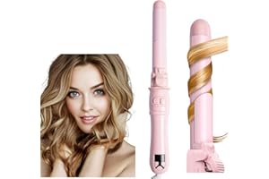DOPHEUOR Automatic Curling Wand 28mm/1.1 inch Rotating Curling Iron for Short Long Hair LED Display Professional Waver Hair Fast Heating (Pink)