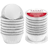 Caperci Silver Foil Cupcake Muffin Liners Standard Size Baking Cups 150-Pack - Premium Greaseproof & Sturdy
