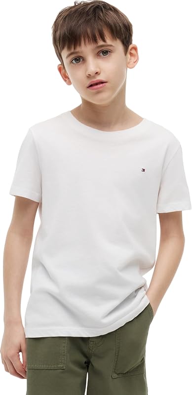 Jungen Boys Basic Cn Knit S/S Kb0kb04140 Kurzarm Strickoberteile, Weiß (Bright White), 122 EU