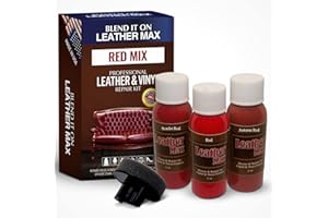 BLEND IT ON Leather Max Quick Blend Refinish and Repair Kit, Restore Couches, Recolor Furniture & Repair Car Seats, Jackets, Sofa, Boots / 3 Color Shades to Blend with/Leather Vinyl Bonded and More (Red Mix)