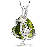 Oskani 925 Sterling Silver Butterfly Heart Necklaces for Women, 5A Cubic Zirconia Birthstone Pendant Jewelry Gifts, Anniversary Birthday Christmas Gifts for her