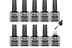JEWHITENY 10PCS 7ml No Wipe Gel Top Coat, Matte Top Coat And Base Coat Set,Soak Off U V LED Base Gel And Glossy Long Lasting Top Gel Nails Art DIY Home