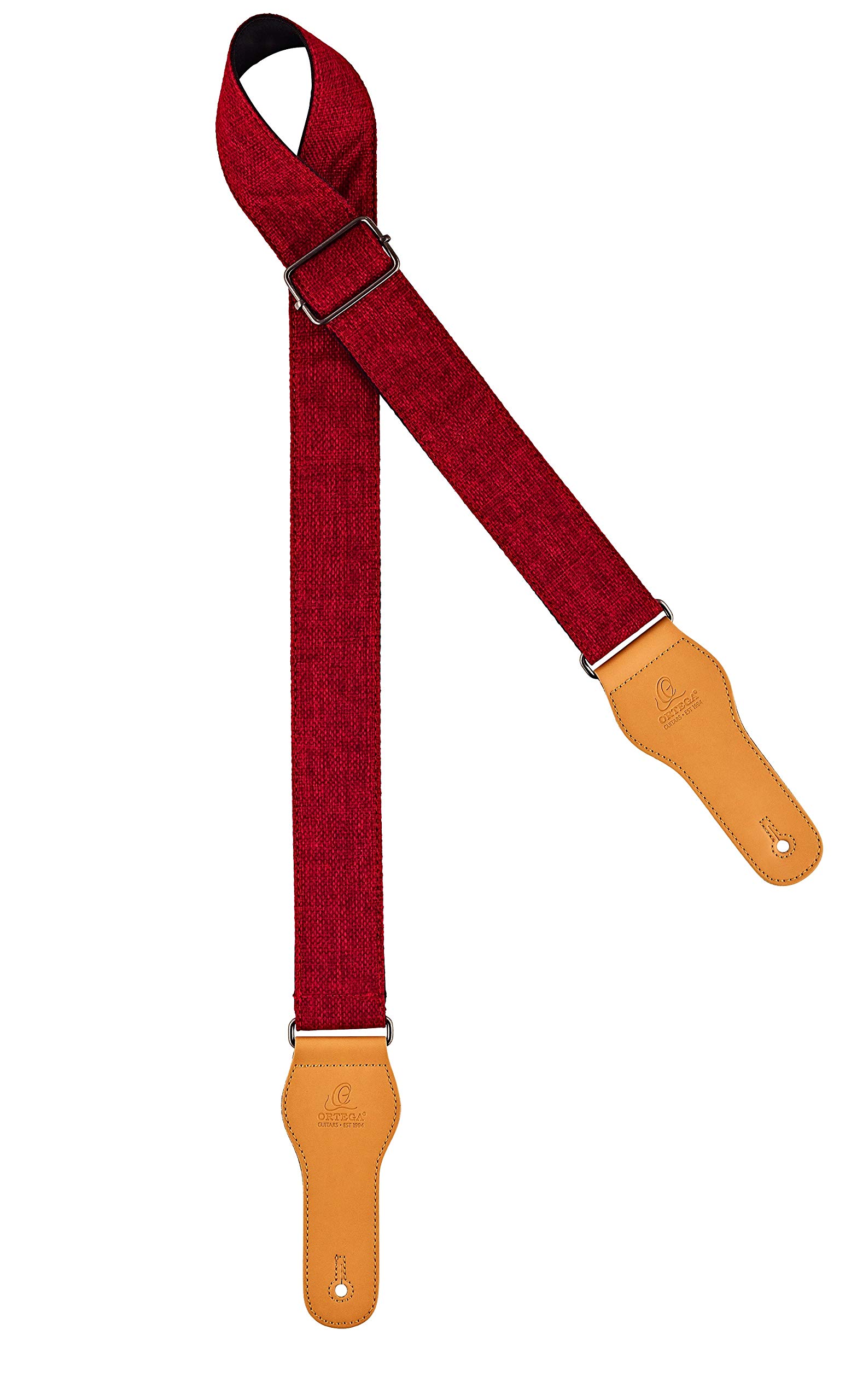 Ortega Guitars Adjustable Guitar Strap – Acoustic Guitar / Bass, Electric Guitar / Bass – Casual Series – Cotton, Red (OCS-250)