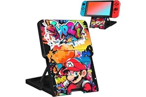 Oqplog Switch Stand for Nintendo Switch/OLED Cute Holder for Boys Kids Girls Teens Cartoon Kawaii Anime Design Portable Foldable Compact Angle Adjustable Gaming PlayStand Accessories,Black