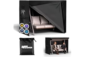 HICOVER Outdoor Swing Cover 3 Seater 600D Hammock Cover Waterproof Heavy Duty Garden Hammock Glider Chair Cover Patio Furniture Covers Garden Swing Canopy Covers All Weather Protection