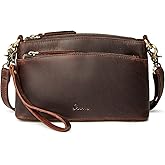 S-ZONE Small Genuine Leather Crossbody Bags for Women Purse and Handbag Wristlet