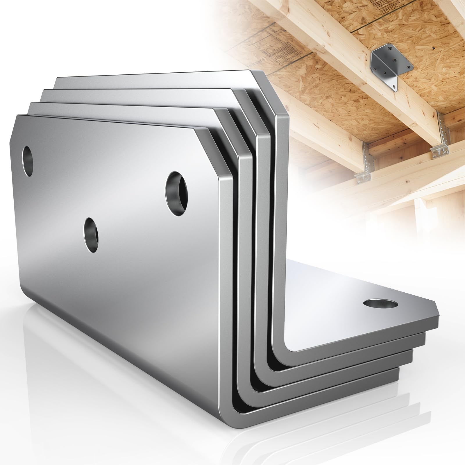 Photo 1 of ?4" x 2" x 2"L Brackets Corner Braces,90 Degree L Right Angle Bracket for Wood Furniture, Corner Brackets for Wood Shelves,Cabinet,Frame,Fence,4 Pack (Silver)