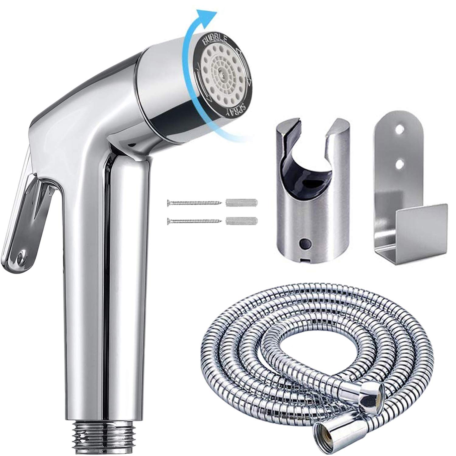 Handheld Bidet Sprayer Toilet Bathroom with Wall Bracket Hose Set, Closestool, Squatting Pan, Water Flower, Floor Cleaning Cloth Diaper for Bathroom Hygiene