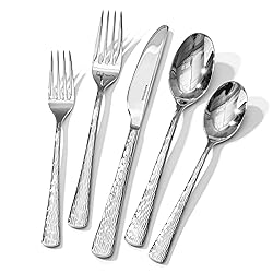 KINGSTONE Hammered Silverware Set,Flatware