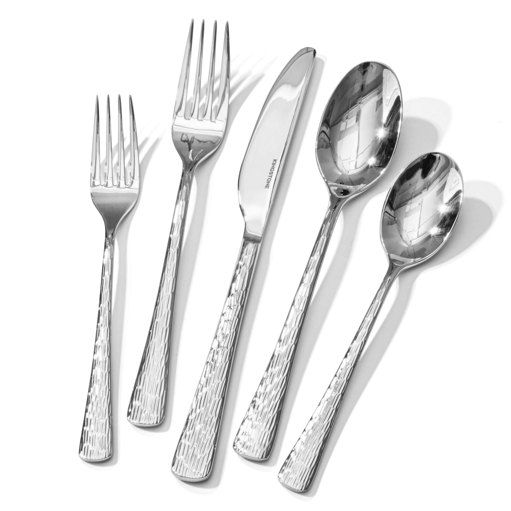 KINGSTONE Hammered Silverware Set,Flatware