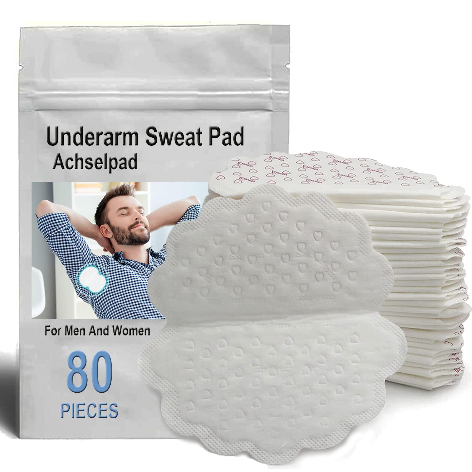 Armpit Sweat Pads - Disposable Underarm Sweat Pads - Antiperspirant Absorbent Odour Blocker Pads Armpit Dress Shields, Fights Hyperhidrosis,For Men & Women (80 Pads 40Pairs)