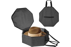 Boczif Hat Storage Box for Women and Men, Hat Storage bag for Travel Collapsible, Cowboy Hat Case with Handle, Hat Organizer Container Large Cap Bag for Carry (Dark Grey)