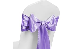 MAGTOWNE Satin Lavender Chair Sashes 50 Pack, Lavender Sashes for Chairs Covers, Light Purple Chair Bows for Party Wedding Birthday Banquet Decor
