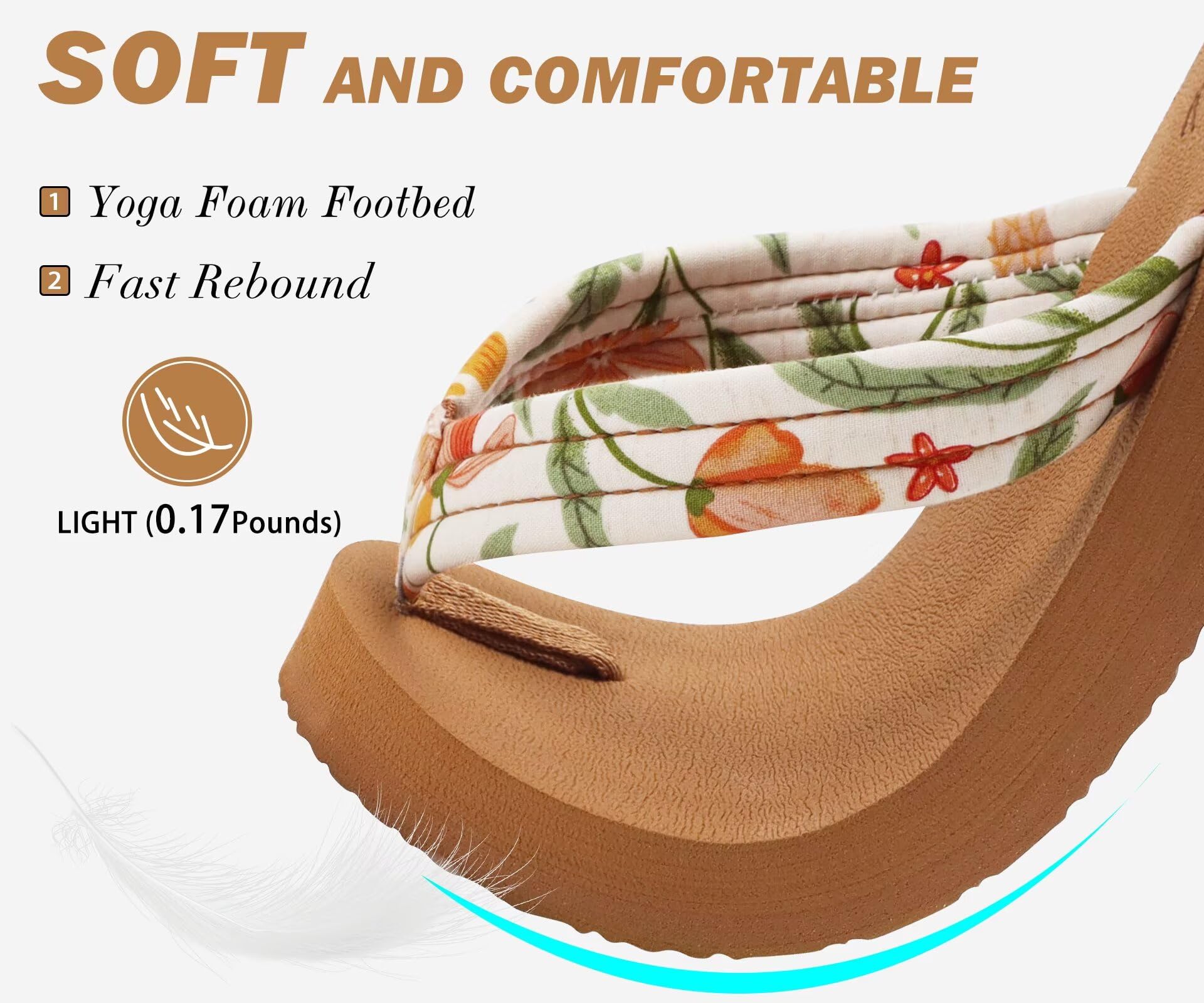 KuaiLu Womens Arch Support Flip Flops Ladies Comfort Lightweight Soft Yoga Mat Cushion Walking Thong Sandals