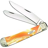 CaseCutlery 9254TN/E Engraved Tennessee Trapper Corelon Pocket Knife with Stainless Steel Blades, Orange/White
