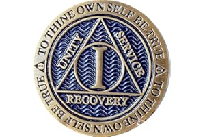RECOVERYCHIP 1 Year AA Medallion Reflex Antique and Blue Color Bronze Chip