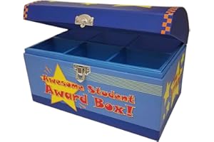 My Tiny Treasures Box Company Treasure Chest Box Desktop Size 10"x6"x6" for Teachers and Classroom Toy Prizes Awards for Star Students