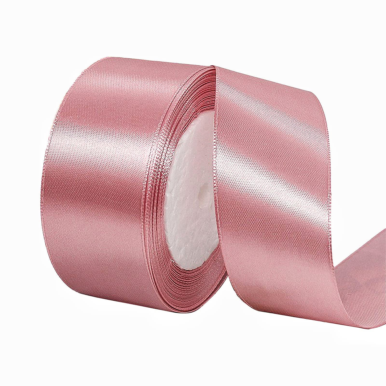 POPOYU 40mm Dusty Rose Satin Ribbon, 23M 1.5Inch Wide Solid Polyester Fabric Double Sided Satin Decorative Ribbon for Gift Wrapping, Wedding, Floral & Xmas Presents Gift Party Decoratin Ribbons — image 1