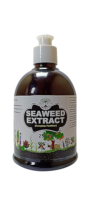 Plants & Roots Seaweed Extract Liquid Organic Fertilizer for All Indoor and Outdoor Plants -with Easy Squeeze Bottle (250 ml)