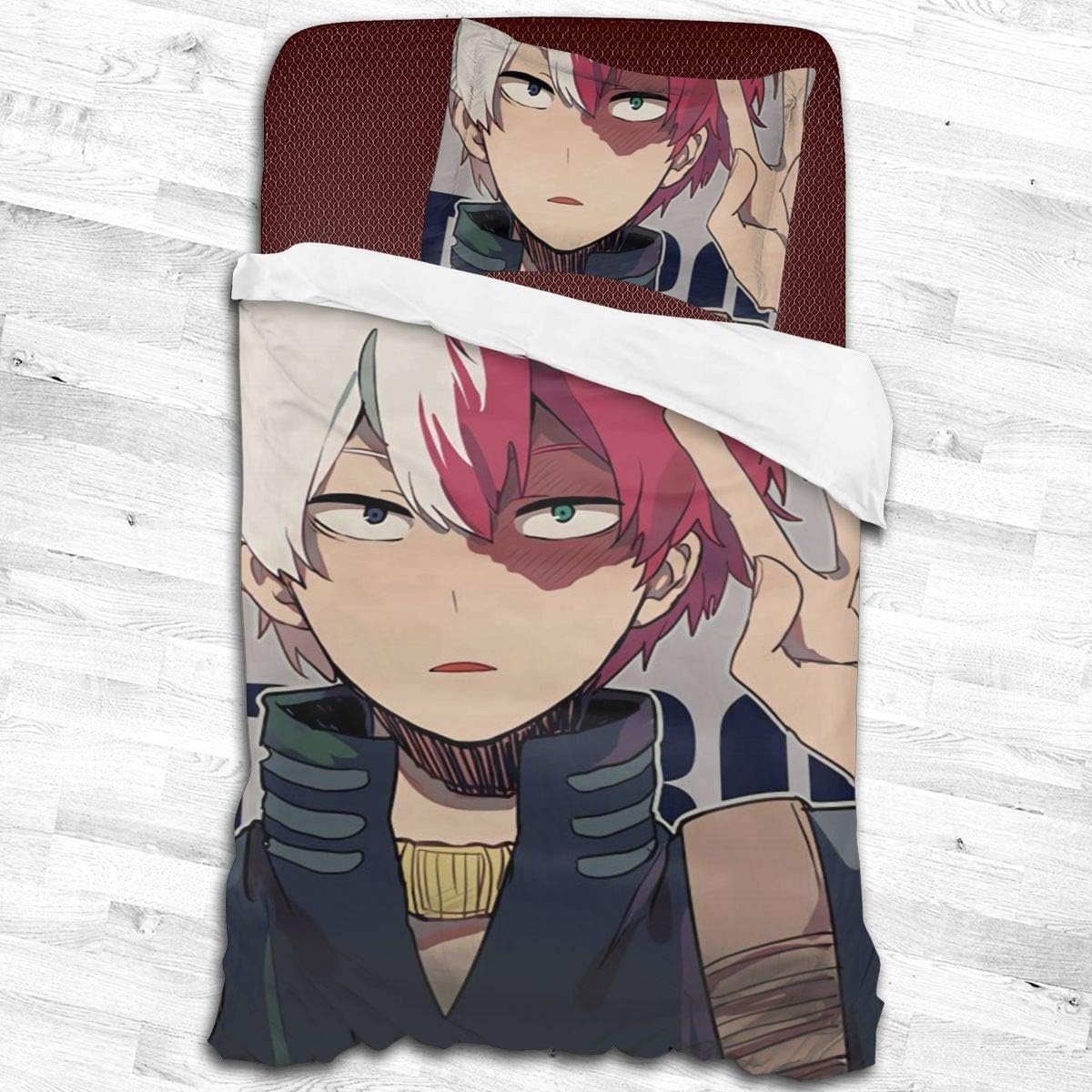 PatriciaHeredia My Hero Academia Todoroki Shoto Duvet Cover 2 Piece Set Ultra Soft Microfiber Hotel Collection Washed Premium Bedding Collection Soft and Breathable with Zipper Closure & Corner Ties