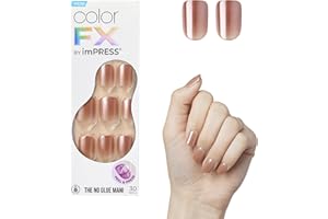 KISS imPRESS No Glue Mani Press-On Nails, Color FX, Last Call', Medium Neutral, Short Size, Squoval Shape, Includes 30 Nails, Prep Pad, Instructions Sheet, 1 Manicure Stick, 1 Mini File