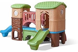Step2 Clubhouse Climber Playset for Kids, Jungle Gym with Elevated Playhouse, Outdoor Backyard Playground Set, Two Toddler Slides, Ages 2 to 6 Years Old