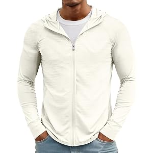 Mens Zip Sun Protection Jacket Long Sleeve Mesh Quick Dry Sun Hoodie Summer Hiking Fishing Jacket