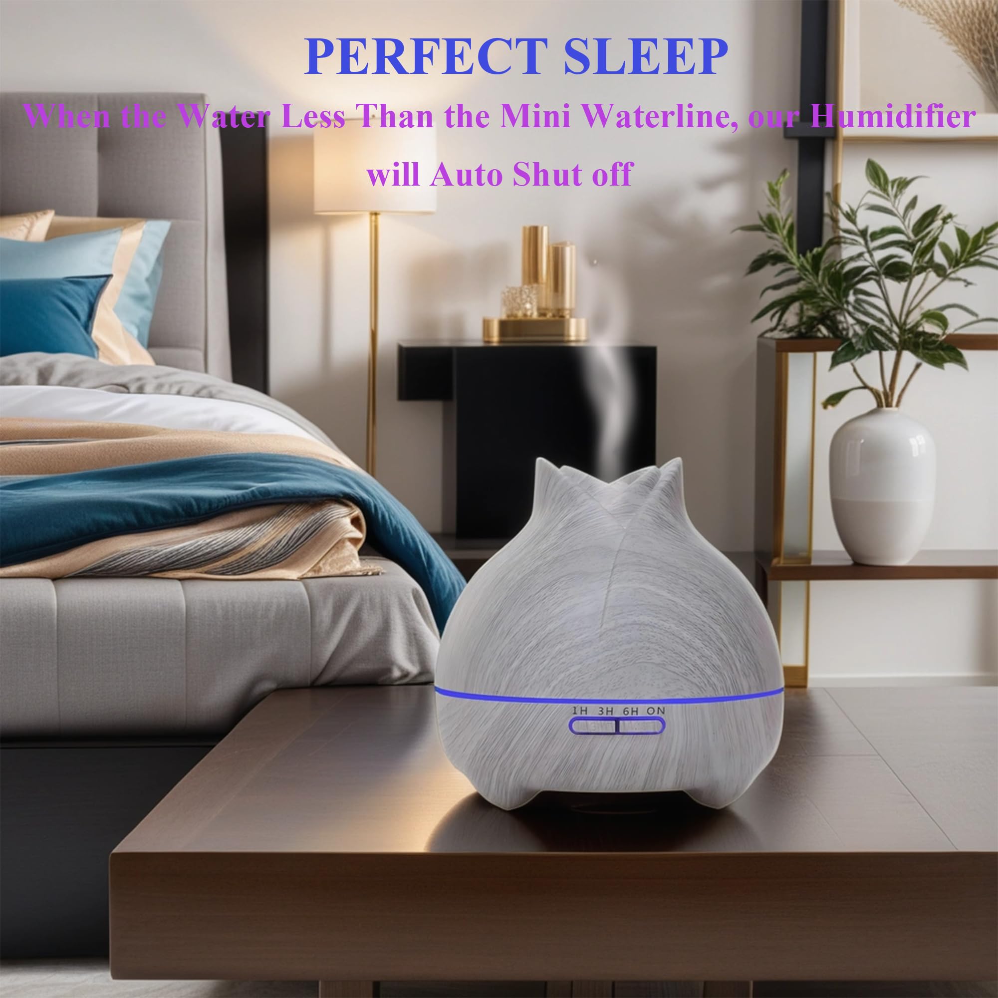 Aroma Diffuser for Essential Oil Large Room, 550ml White Essential Oil Diffusers for Home Kids, Cool Mist humidifier for Bedroom Office Hotel with Ambient Light, Waterless Auto Off Aromatherapy
