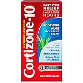 Cortizone-10 Max Strength Soothing Aloe Itch Relief Cream, 1 oz. | 1% hydrocortisone, fast-acting, anti-itch cream for bug bites, rash, eczema, psoriasis, poison ivy, oak, sumac, ages 2+