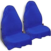CORTHENA Car Seat Towel Cover, 2pcs Universal Front Seat Protector for Cars, SUVs and Trucks, Sweat Towel Car Seat Cover for Gym, Yoga, Swimming, Pets and Family Travel, Blue