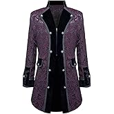 DRTES Men Steampunk Medieval Jacket Victorian Vampire Pirate Frock Coat Costume