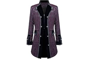 DRTES Men Steampunk Medieval Jacket Victorian Vampire Pirate Frock Coat Costume