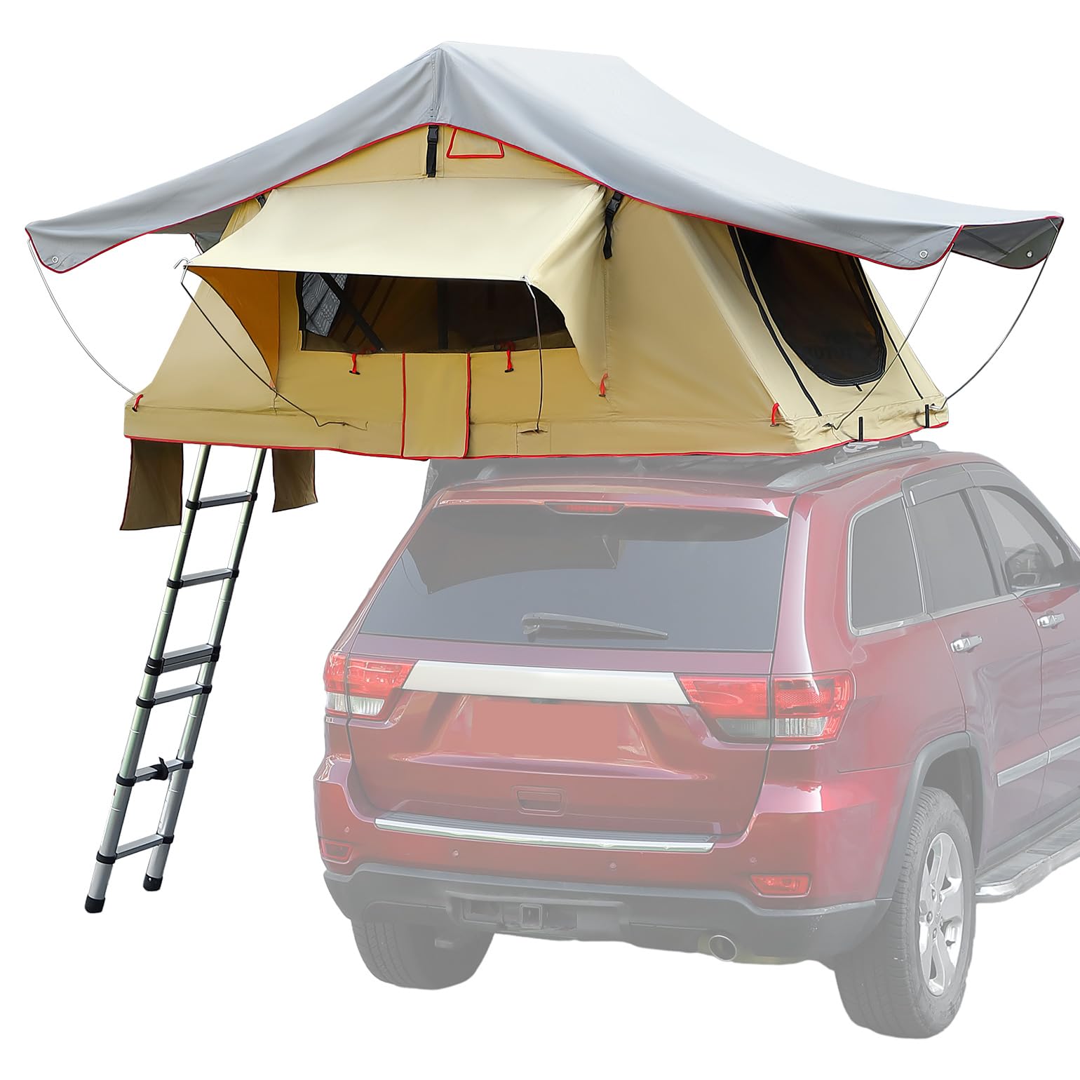 Photo 1 of Joytutus Rooftop Roof Top Tent Camping, Naturenest Roof Top Tent for SUV Car Truck Van, Pu3000mm Waterproof Roof Rack Overland Tents with Rainfly, Easily Set Up, with Cozy Mattress for 2-3 Person