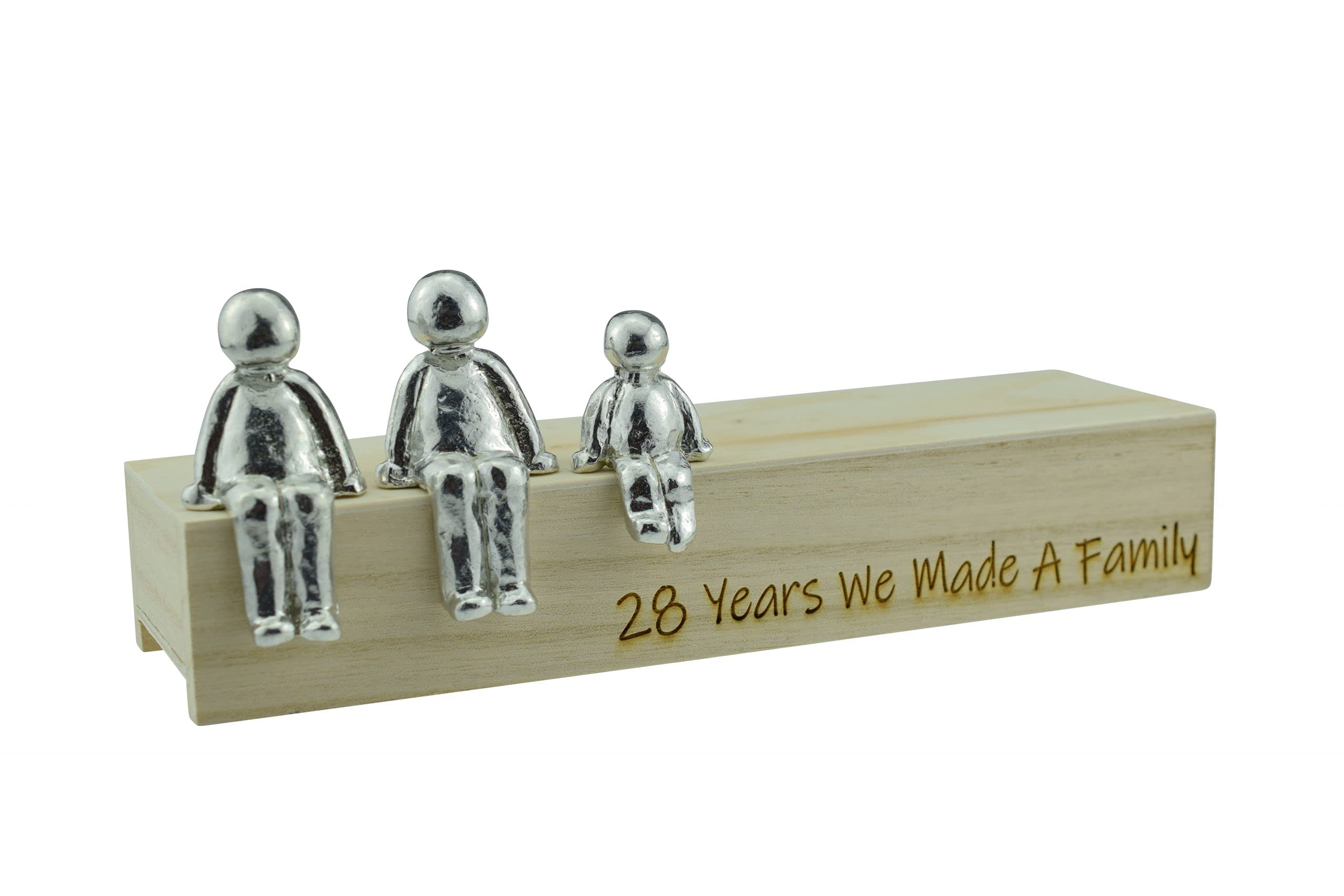 Pirantin 28th Anniversary Idea - 28 Years We Made A Family Metal Ornament - Choose Your Family Combination Box & Woodgrain May Vary(1 Child)