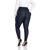 ELISS Women's Plus Size Jeans Look Jeggings Stretch High Waisted Denim Skinny Pull-on Leggings with Pockets (1X-4X)