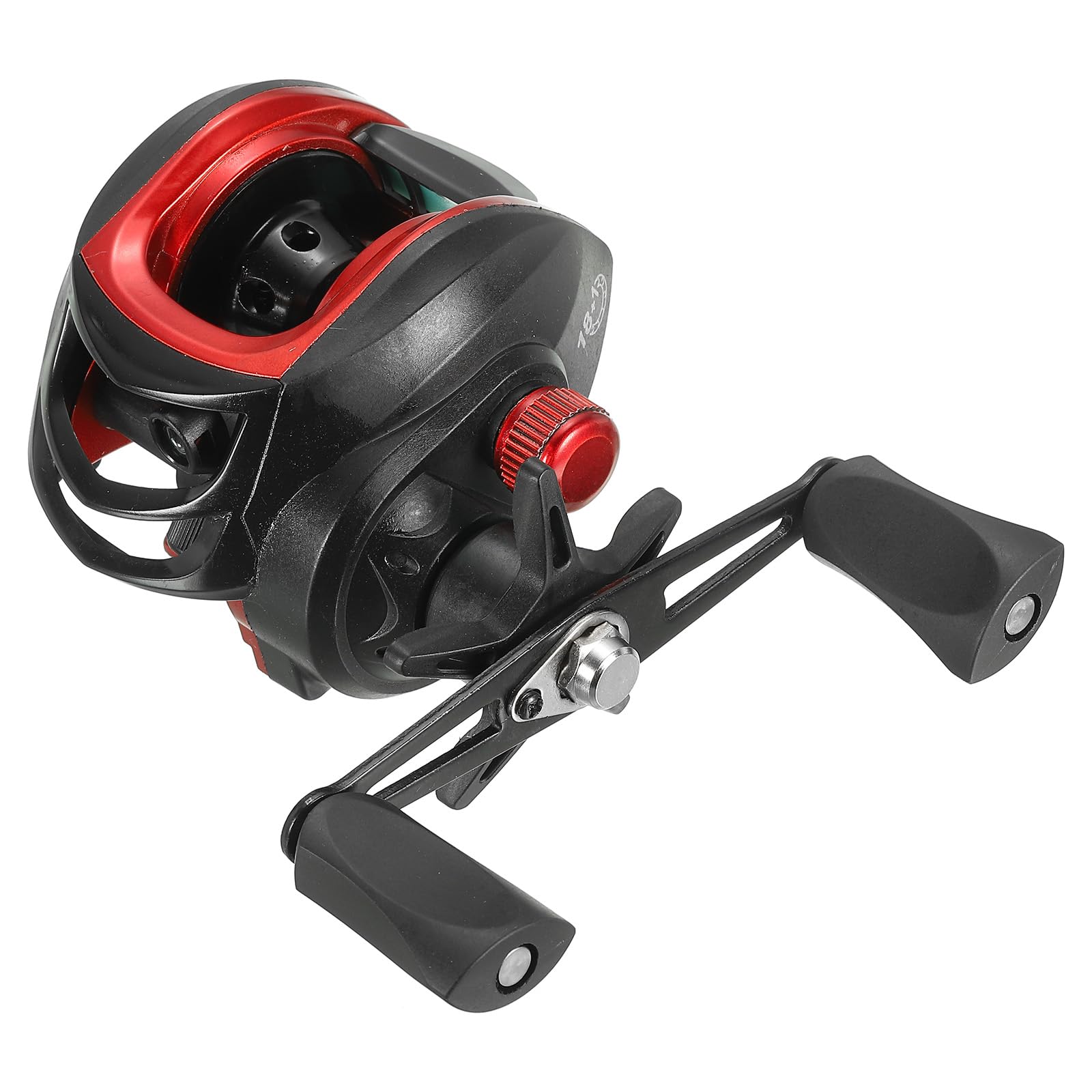PATIKIL Baitcasting Fishing Reel, 12 Speed Magnetic Braking System with 18+1BB Ball Bearings, 8.1:1 Gear Ratio Left-Handed Fishing Reels for Fishing Saltwater Freshwater, Red, Black
