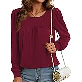 Neineiwu Womens Long Sleeve Tunic Tops Crew Neck Casual Trendy Dressy T Shirts