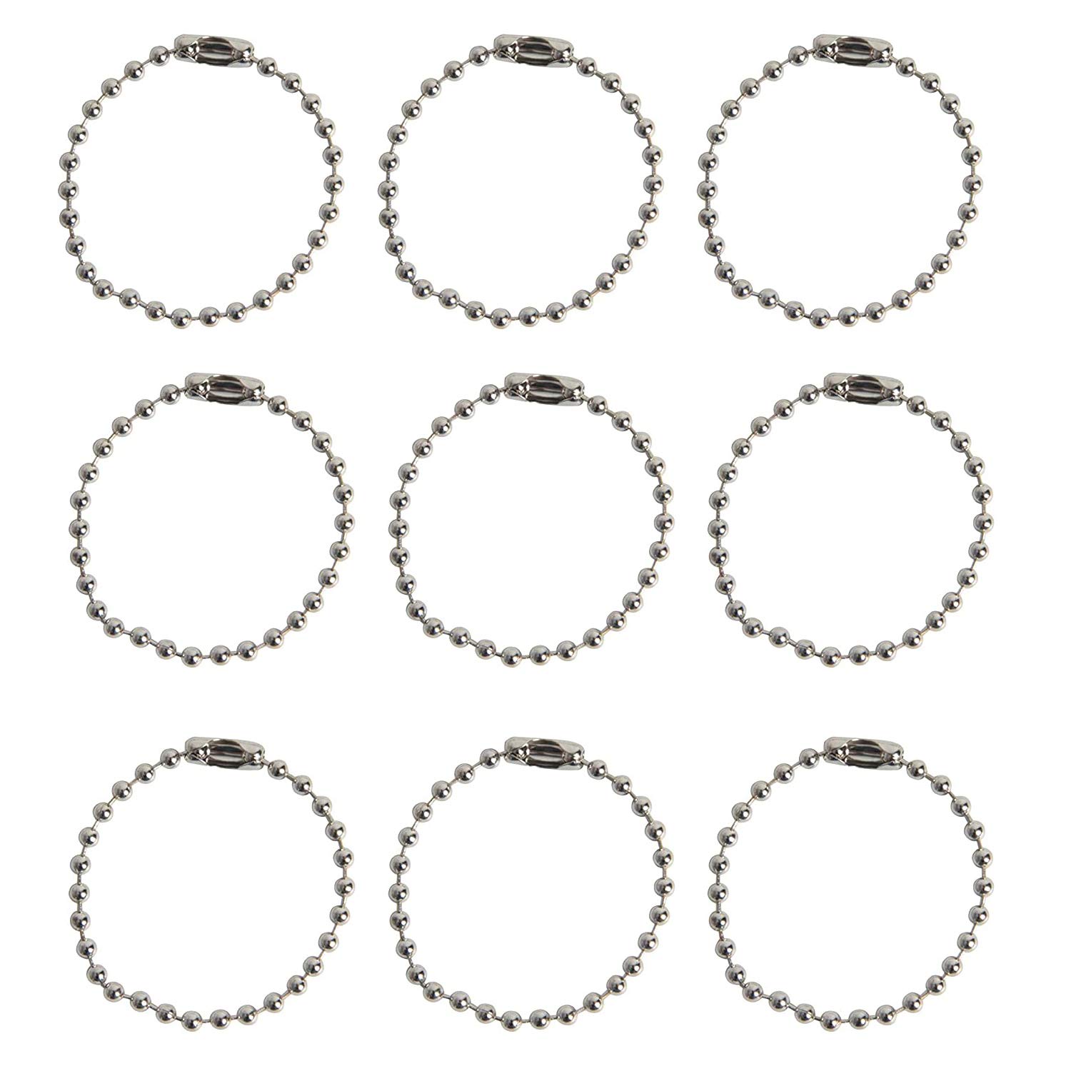20 PCS Ball Bead Chains, Stainless Steel Extension Ball Chains Metal Bead Connector Clasp Keychain Tags for Christmas Ornaments Jewelry Finding Making, 3.9
