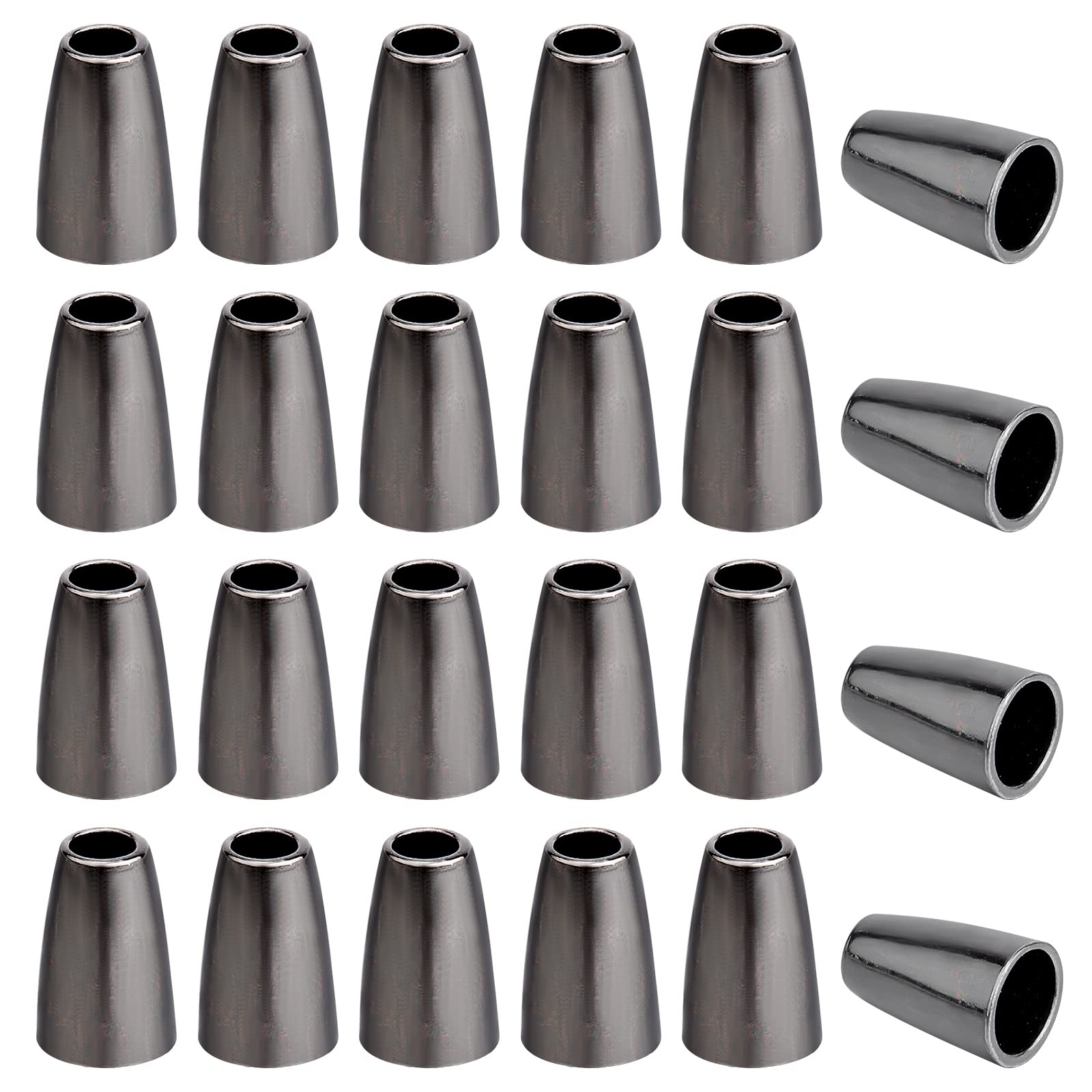 GORGECRAFT 40PCS Metal Bell Stopper 4x7x13mm Conical Cord Rope Locks Fastener Ends Zipper Pull Ends Toggle Clip Cone Cord Lock for Lanyard Backpack Bag Clothing, Gunmetal