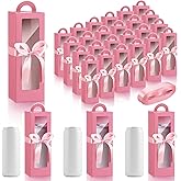 Ctosree 24 Pcs Tumbler Gift Box with Handle for 12oz 16oz 20oz 30oz Clear Wine Glass Gift Box Sublimation Tumblers Heat Press Blanks Bottle for Christmas Wrapping Packaging(Pink)
