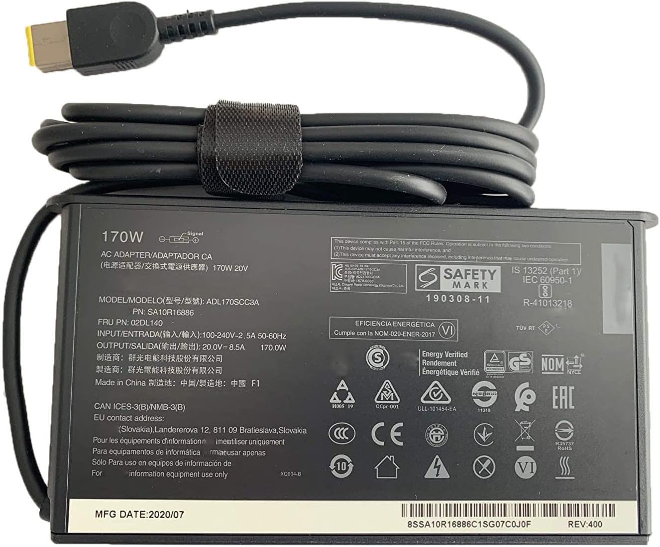 170W SA10R16886 02DL140 ADL170SCC3A ADL170SLC3A Slim AC Adapter Laptop Charger Compatible for ThinkPad P73(20V 8.5A)