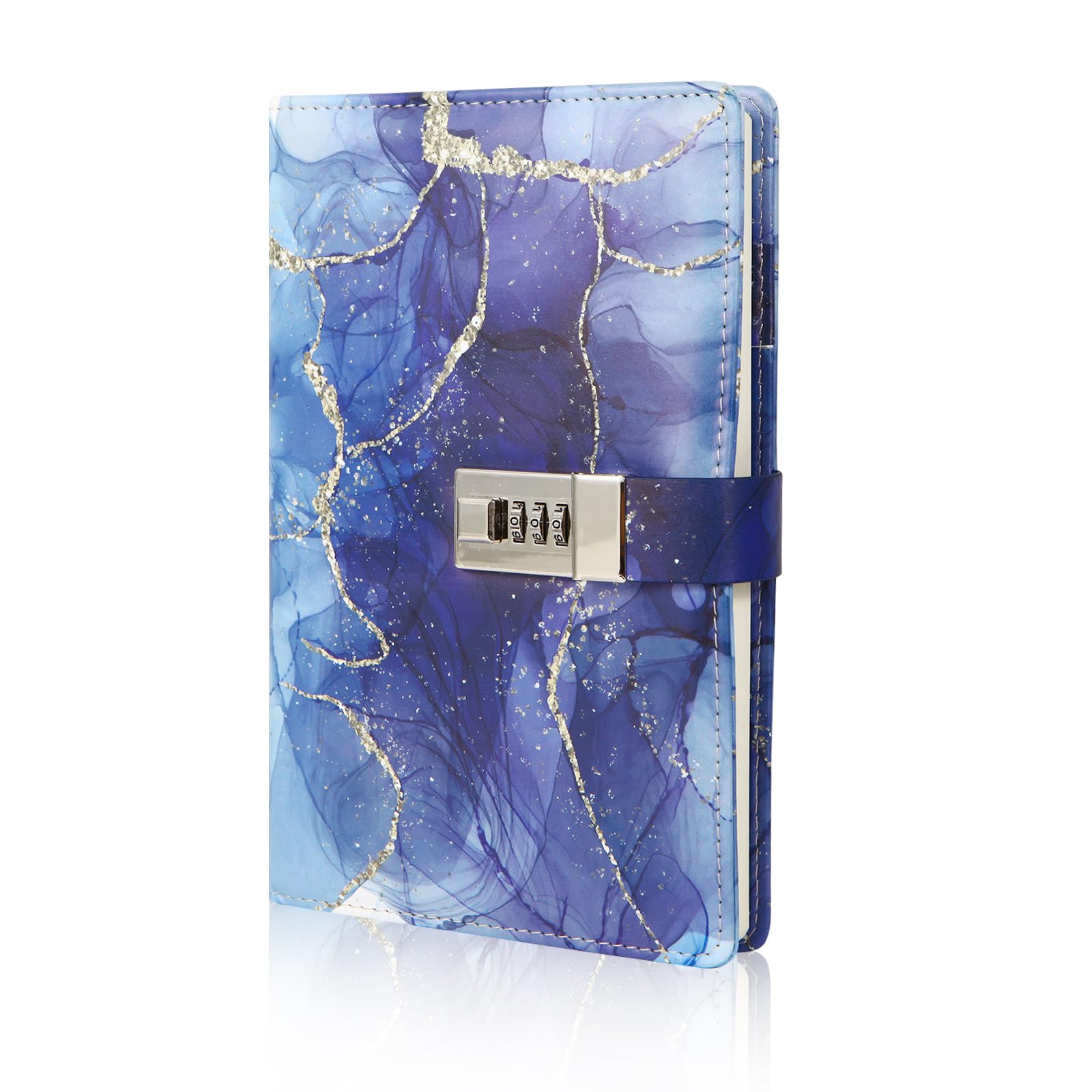 LMTNNB Marble Diary with Lock for Girls and Women, A5 Leather Locked Journal for Teen Girls, Secret Cute Password Lock Notebooks with Pen Holder for Travel Diary Office Notepad — image 1