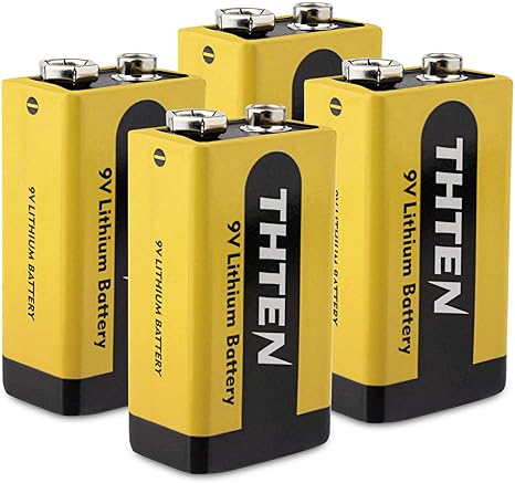 THTEN - Batería de Litio de 9 V y 1200 mAh para Detector de Humo, Detector de Fuego, Alarma y multímetro (4 Unidades): Amazon.es: Electrónica