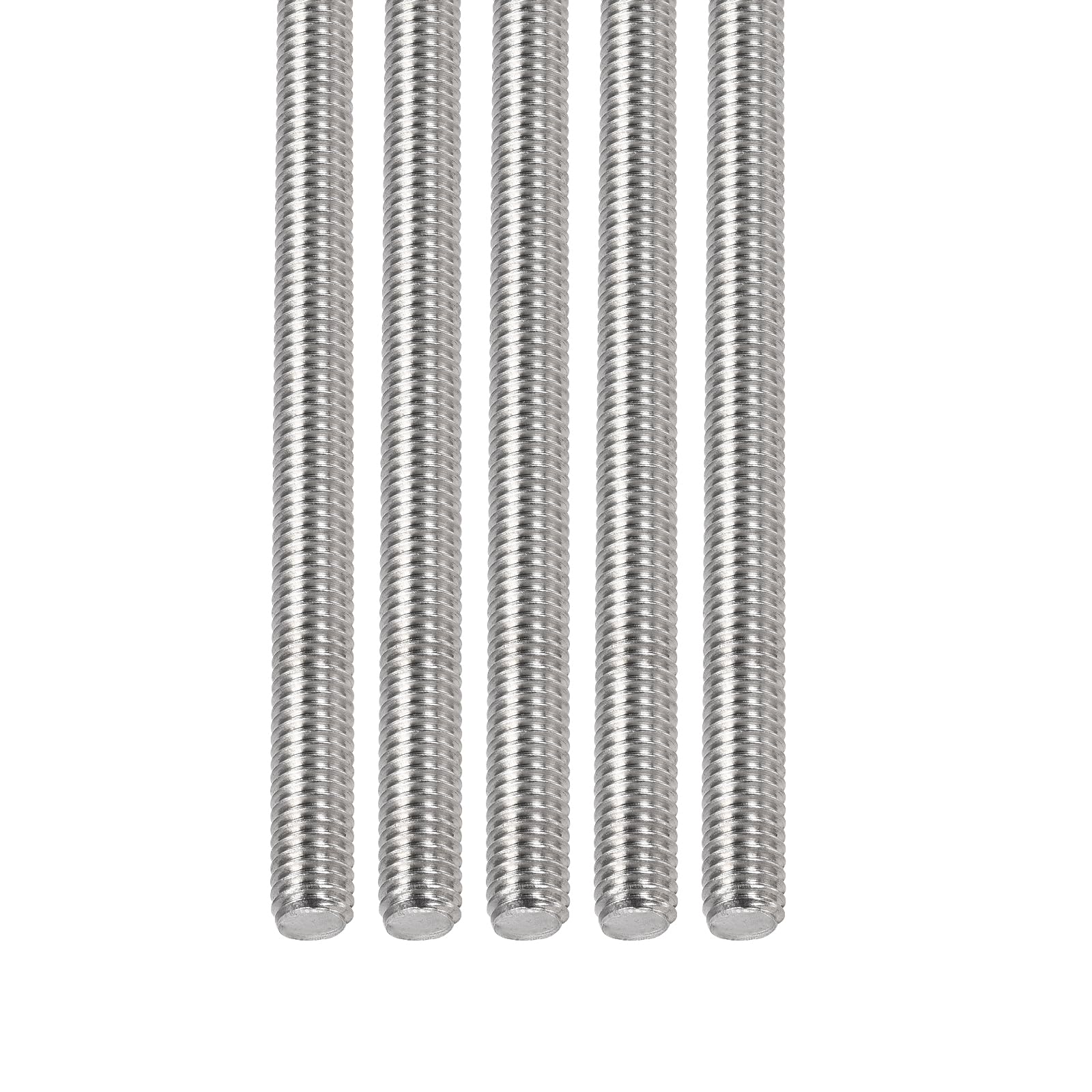 DTGN M6x1x80mm(DxPxL) Fully Threaded Rod - 5Pack - Good for Machinery - 304 Stainless Steel Right Hand Thread Rods Bar Studs - Silver