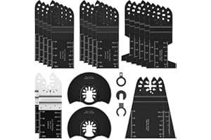 AUQRER 22PCS Oscillating Saw Blades, Professional Universal Multitool Blades for Plastics, Wood and Metal, Tool Blades Compatible with Bosch Dewalt Worx Craftsman Ridgid